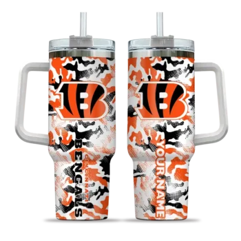 personalized cincinnati bengals camo mashup orange white curved tumbler best selling.webp