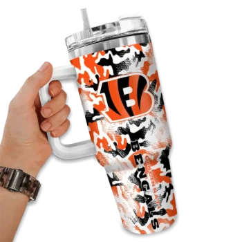 personalized cincinnati bengals camo mashup orange white curved tumbler fashion forward.webp