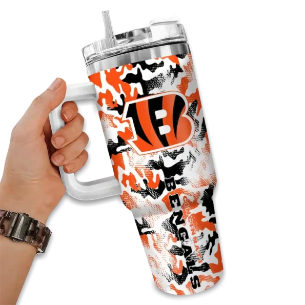 personalized cincinnati bengals camo mashup orange white curved tumbler fashion forward.webp