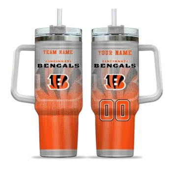 personalized cincinnati bengals gradient dots orange curved tumbler best selling.webp