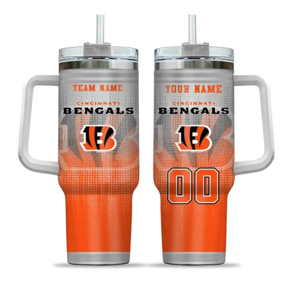 personalized cincinnati bengals gradient dots orange curved tumbler best selling.webp