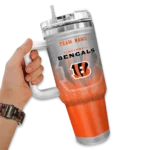 personalized cincinnati bengals gradient dots orange curved tumbler best selling.webp