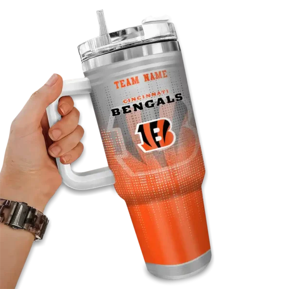 personalized cincinnati bengals gradient dots orange curved tumbler fashion forward.webp