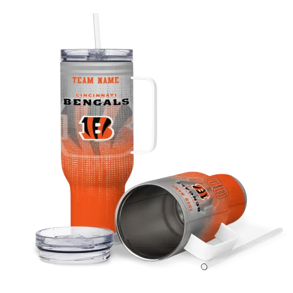personalized cincinnati bengals gradient dots orange curved tumbler high quality.webp