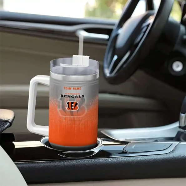 personalized cincinnati bengals gradient dots orange curved tumbler trendy.webp