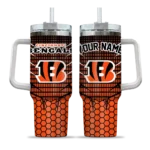 personalized cincinnati bengals hex texture orange curved tumbler best selling.webp