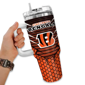 personalized cincinnati bengals hex texture orange curved tumbler fashion forward.webp