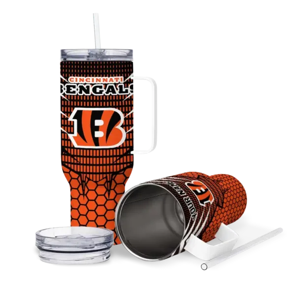 personalized cincinnati bengals hex texture orange curved tumbler high quality.webp