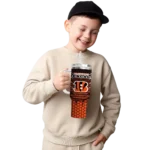 personalized cincinnati bengals hex texture orange curved tumbler best selling.webp
