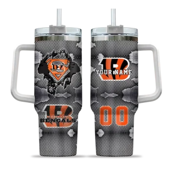 personalized cincinnati bengals superman shield orange gray curved tumbler best selling.webp