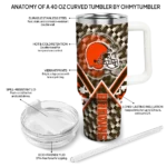 personalized cleveland browns chevron angle brown curved tumbler best selling.webp