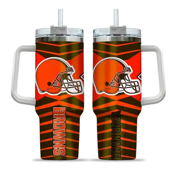 personalized cleveland browns chevron layers brown curved tumbler best selling.webp