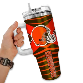 personalized cleveland browns chevron layers brown curved tumbler fashion forward.webp
