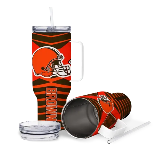 personalized cleveland browns chevron layers brown curved tumbler high quality.webp