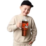 personalized cleveland browns chevron layers brown curved tumbler best selling.webp