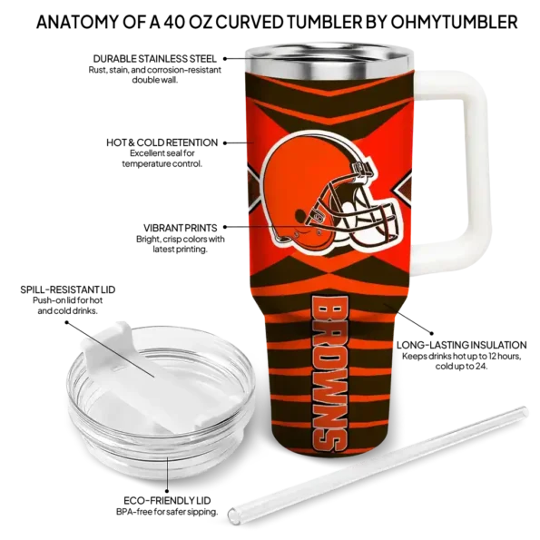 personalized cleveland browns chevron layers brown curved tumbler new arrival.webp