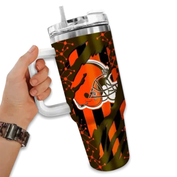 personalized cleveland browns claw cut brown black curved tumbler fashion forward.webp