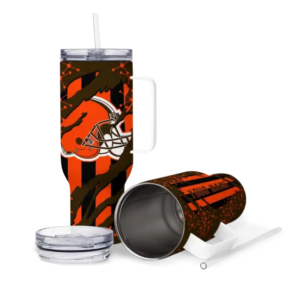 personalized cleveland browns claw cut brown black curved tumbler high quality.webp