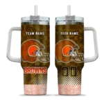 personalized cleveland browns geometric prism brown curved tumbler best selling.webp