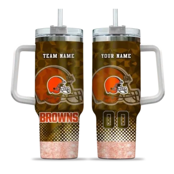 personalized cleveland browns geometric prism brown curved tumbler best selling.webp