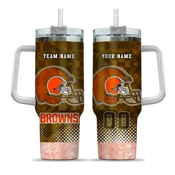 personalized cleveland browns geometric prism brown curved tumbler best selling.webp