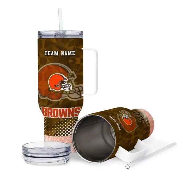 personalized cleveland browns geometric prism brown curved tumbler high quality.webp