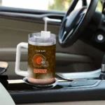 personalized cleveland browns geometric prism brown curved tumbler best selling.webp