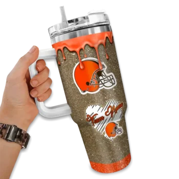 personalized cleveland browns heart helmet motif brown curved tumbler fashion forward.webp