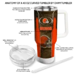 personalized cleveland browns hexagon armor brown curved tumbler best selling.webp