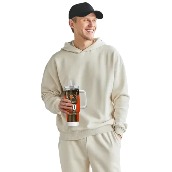 personalized cleveland browns hexagon armor brown curved tumbler top rated.webp