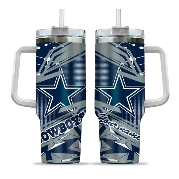 personalized dallas cowboys abstract paths blue curved tumbler best selling.webp