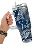 personalized dallas cowboys abstract paths blue curved tumbler best selling.webp
