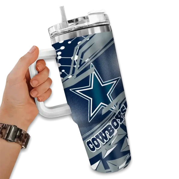 personalized dallas cowboys abstract paths blue curved tumbler fashion forward.webp