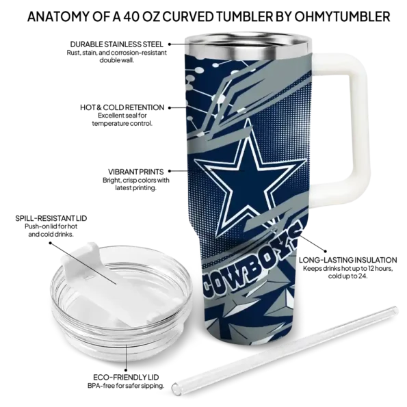 personalized dallas cowboys abstract paths blue curved tumbler new arrival.webp