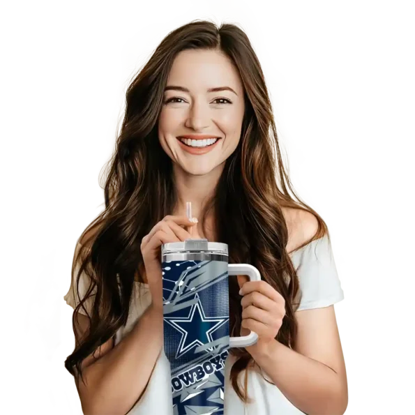 personalized dallas cowboys abstract paths blue curved tumbler premium grade.webp