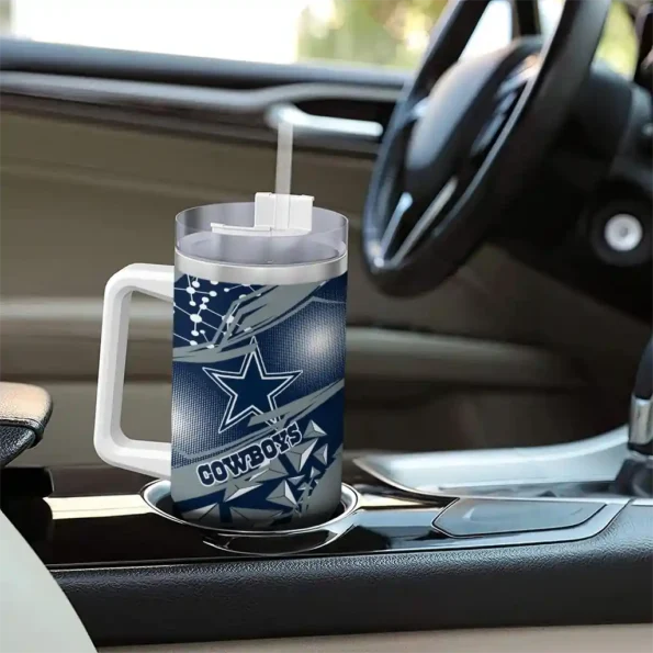 personalized dallas cowboys abstract paths blue curved tumbler trendy.webp