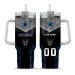 personalized dallas cowboys arrow armor blue black curved tumbler best selling.webp