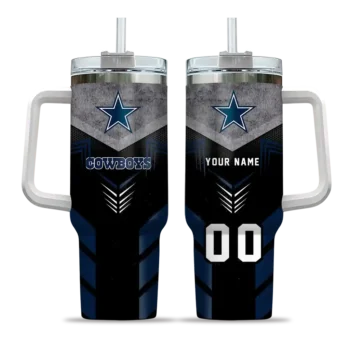 personalized dallas cowboys arrow armor blue black curved tumbler best selling.webp
