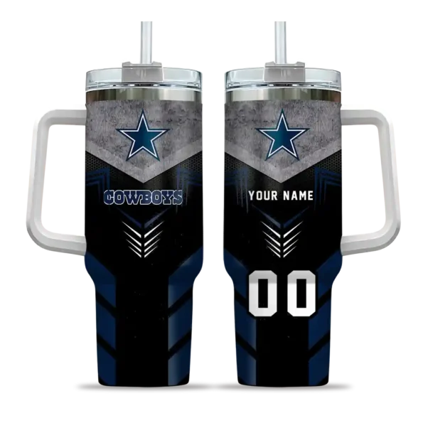 personalized dallas cowboys arrow armor blue black curved tumbler best selling.webp