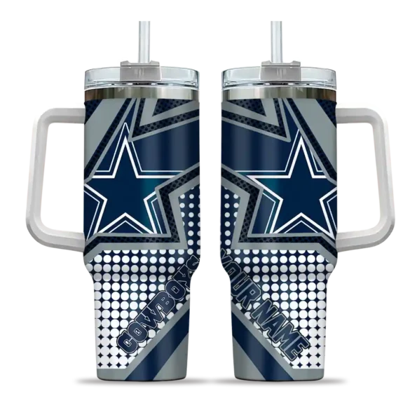 personalized dallas cowboys arrow burst blue curved tumbler best selling.webp