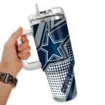 personalized dallas cowboys arrow burst blue curved tumbler best selling.webp