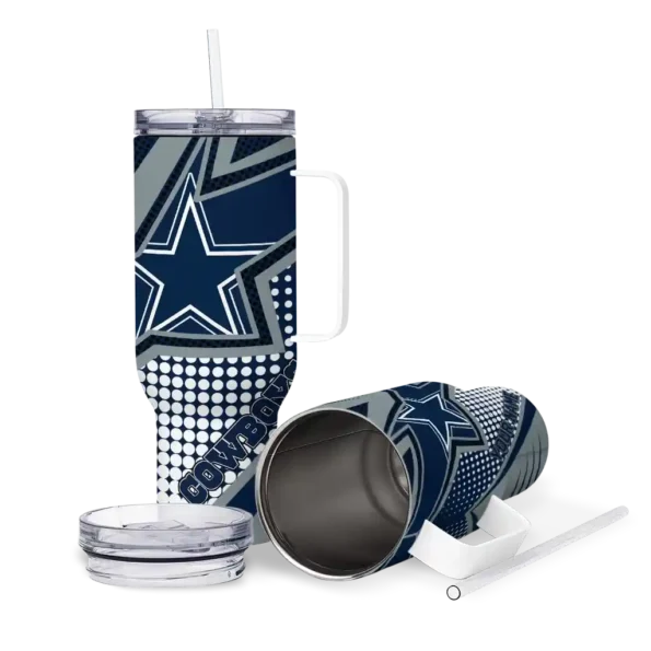 personalized dallas cowboys arrow burst blue curved tumbler high quality.webp