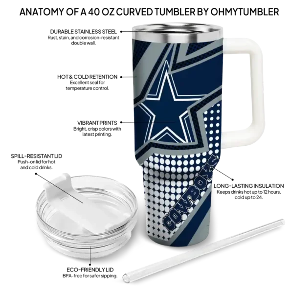 personalized dallas cowboys arrow burst blue curved tumbler new arrival.webp