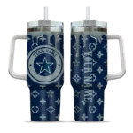 personalized dallas cowboys bullseye drips blue curved tumbler best selling.webp