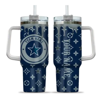 personalized dallas cowboys bullseye drips blue curved tumbler best selling.webp
