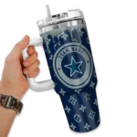 personalized dallas cowboys bullseye drips blue curved tumbler best selling.webp