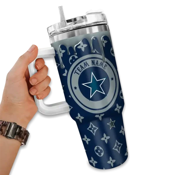 personalized dallas cowboys bullseye drips blue curved tumbler fashion forward.webp