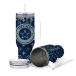 personalized dallas cowboys bullseye drips blue curved tumbler best selling.webp