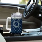 personalized dallas cowboys bullseye drips blue curved tumbler best selling.webp