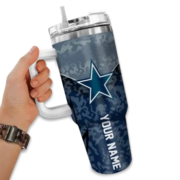 personalized dallas cowboys chevron stripe blue curved tumbler fashion forward.webp